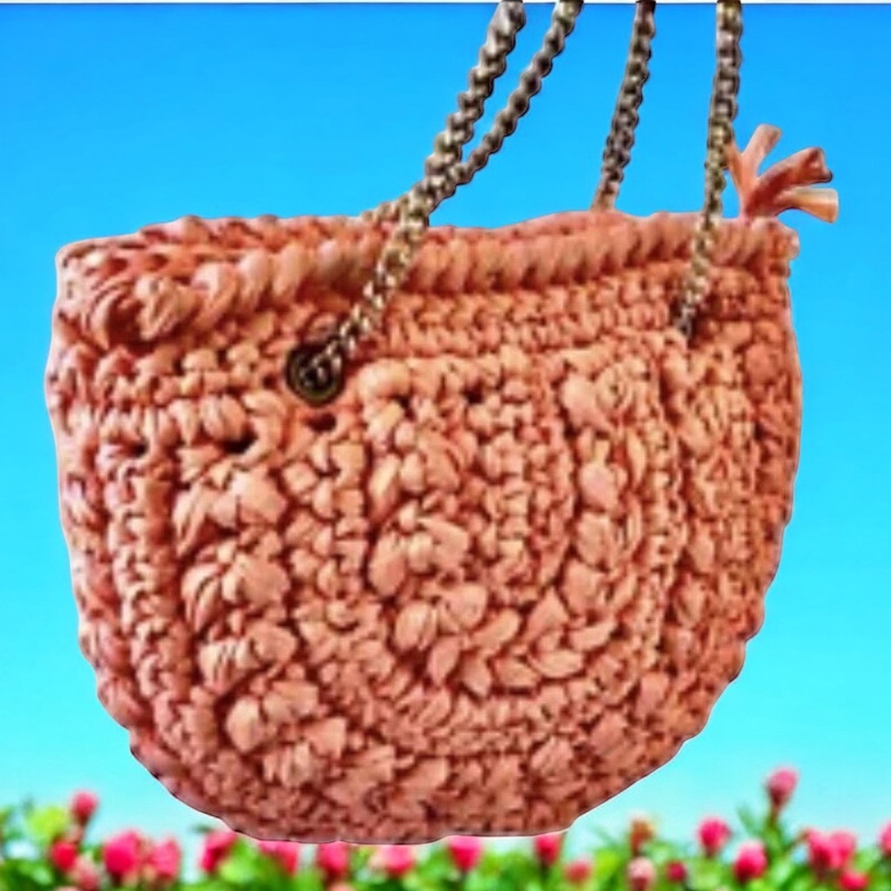 Ritter It's In The Bag Vintage 70’ Handbag Woven Straw Chain Handle Made Italy